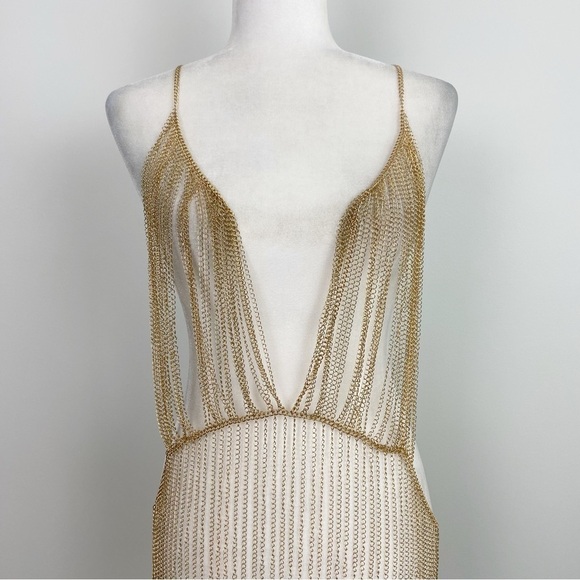 Michael Costello x REVOLVE Zayd Chain Dress in Gold - Picture 3 of 7